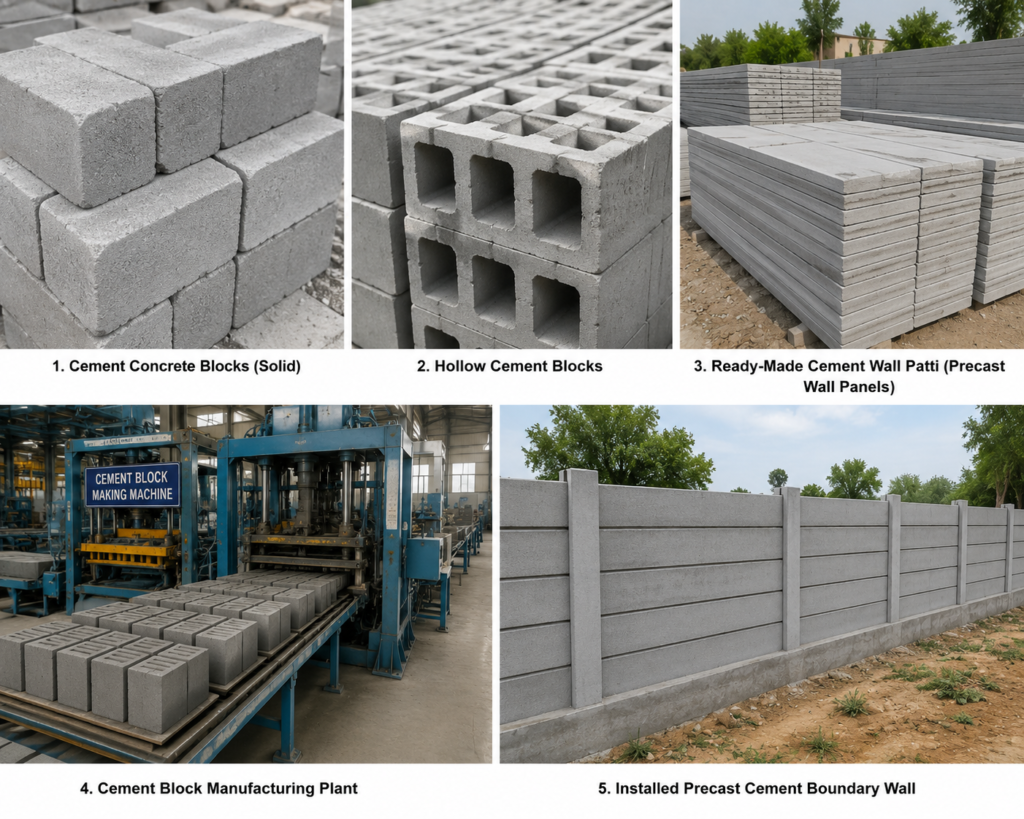 Cement blocks and wall